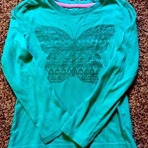 Lil Girls Size 5 Butterfly long sleeve shirt